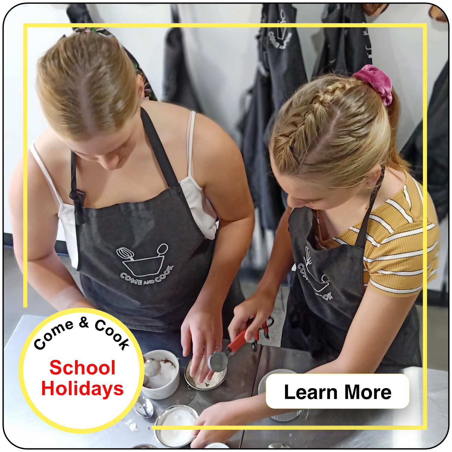 Young chefs cooking together at Come and Cook
